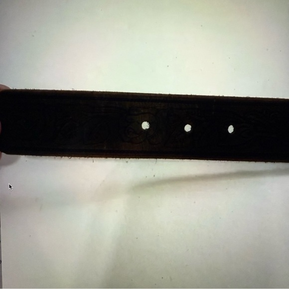 F & L Classic Full Grain embossed brown Leather Belt silver buckle size 30 in - Picture 9 of 9